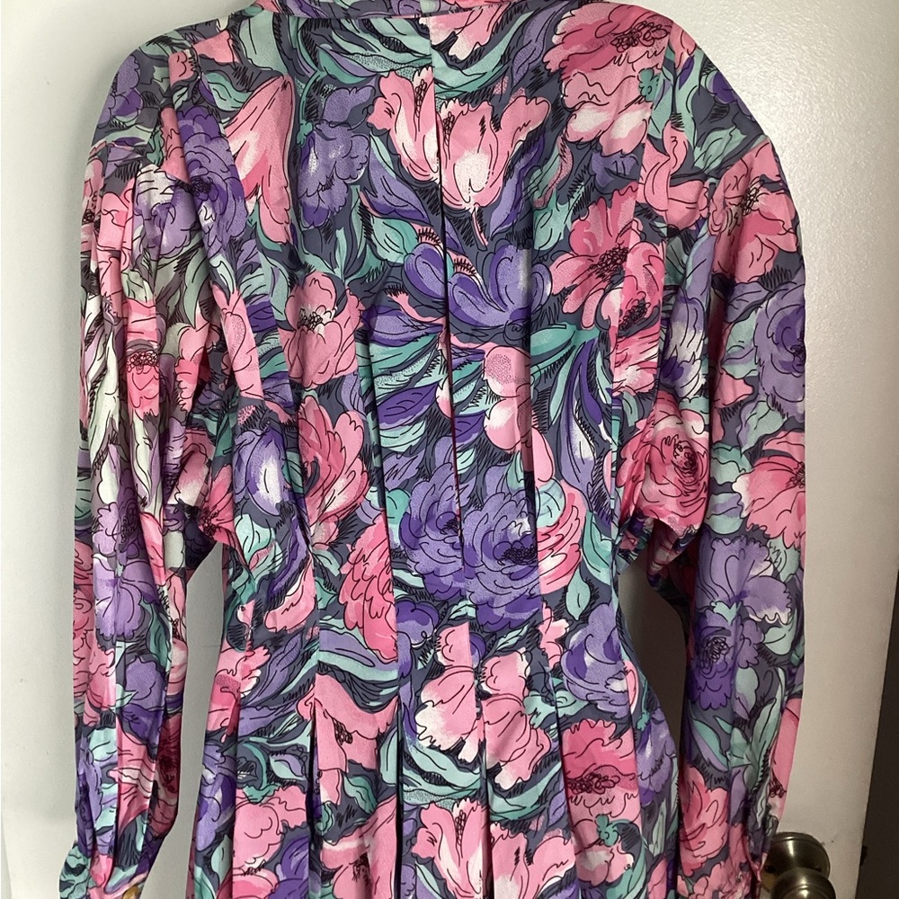 Vintage Elegant Floral Long Sleeve Dress 12 - Picture 9 of 11